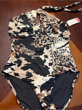 Tropical Escape -Animal Print Black One-Piece Swimsuit
